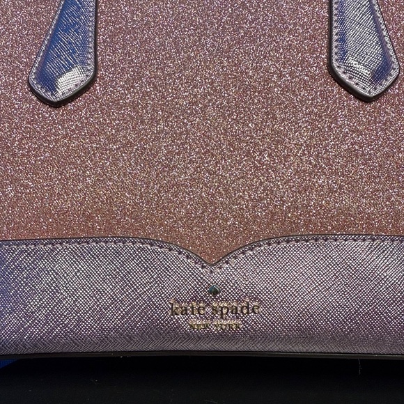 KATE SPADE ♠️ LOLA ROSE PINK GLITTER SHIMMER SPARKLE SATCHEL / HANDBAG / TOTE - Picture 3 of 17